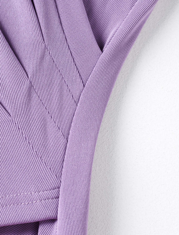 V-Neck Ruched Waist Long Sleeve Top