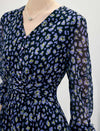 Floral Print V-Neck Long Sleeve Midi Dress