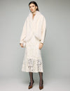 Wool Blend Plush-Collar Open-Front Cropped Jacket