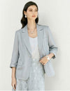 Light Grey Three-Quarter Sleeve Blazer