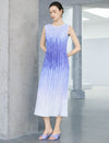 Ombre Crinkle Pleat Sleeveless Midi Dress