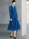 Floral Print Belted Pleated Midi Dress