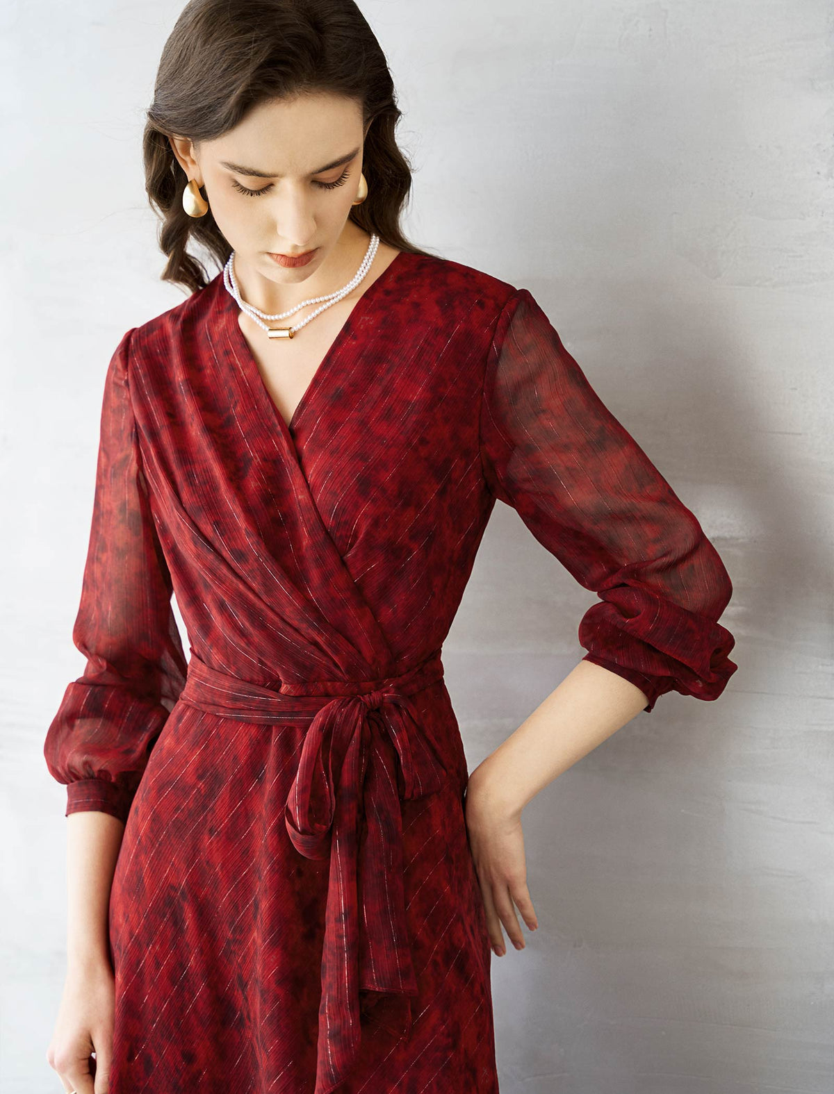 Ruby Red Metallic Stripe Midi Dress