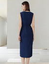 Sleeveless Sheath Midi Dress with Single-Breasted Detail
