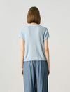 Light Blue Henley Knit Top