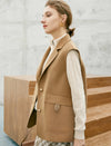 Camel Wool-Blend Lapel Vest