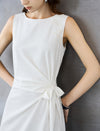 Hand-Embroidered Beaded Sleeveless Midi Sheath Dress