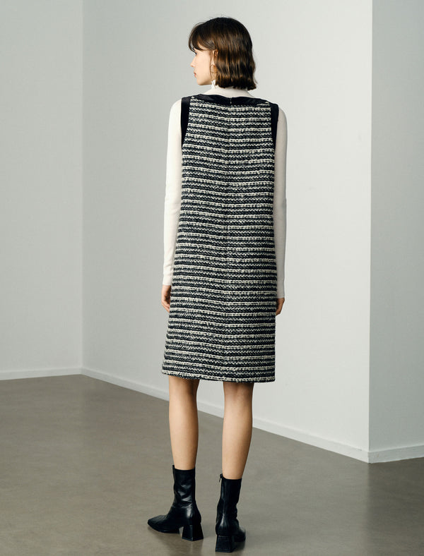 Wool Round Neck Sleeveless Midi Dress