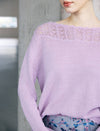 Wool Blend Pointelle Yoke Crew Neck Sweater