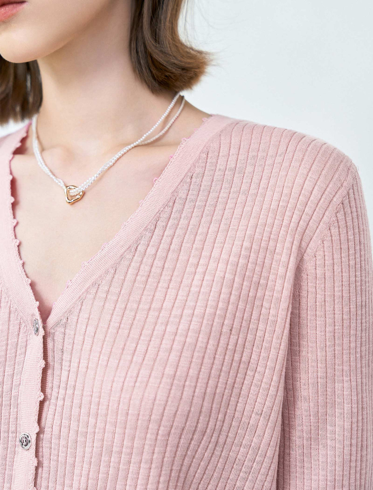 Ribbed Knit V-Neck Cardigan