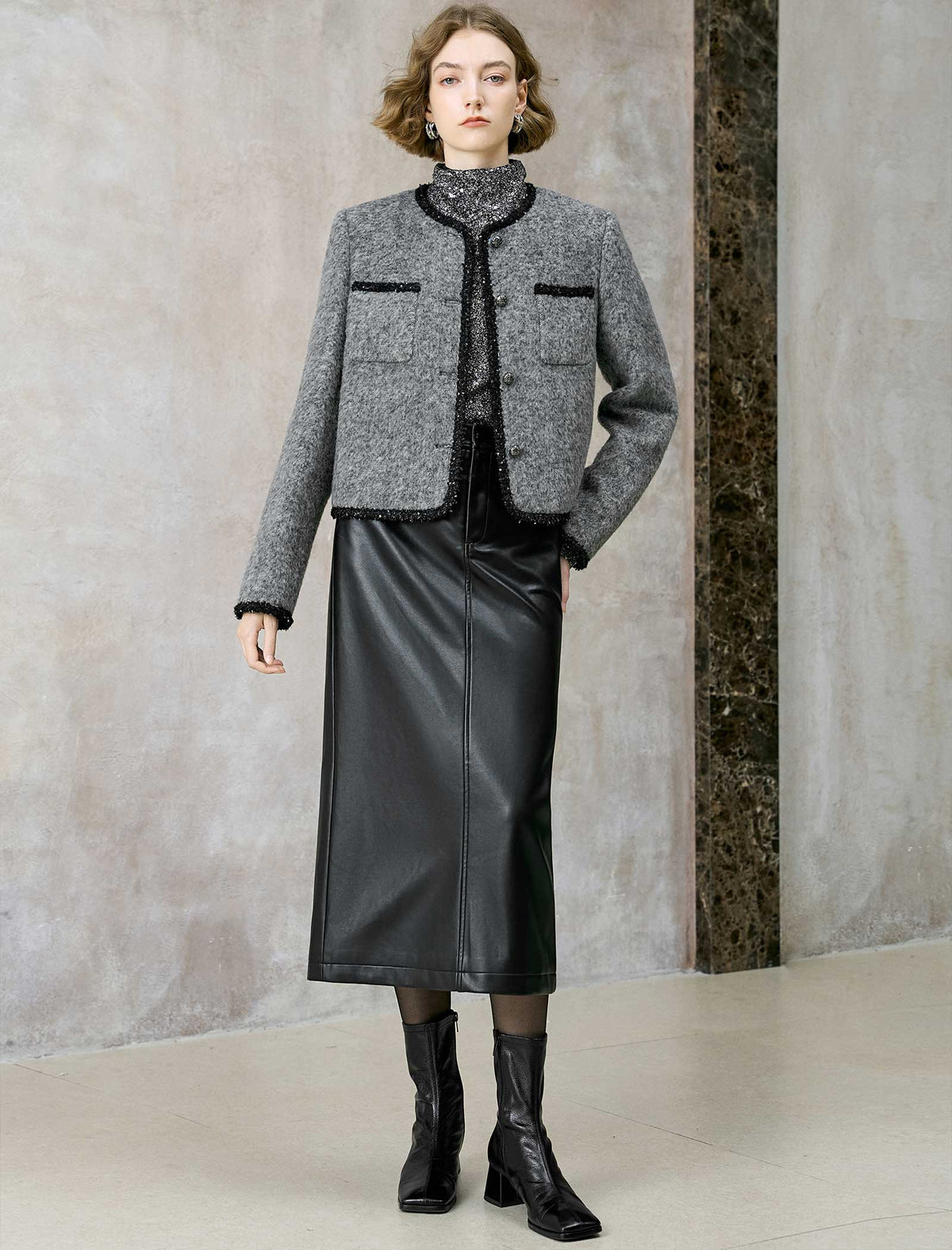 Tweed Wool-Blend Cropped Jacket
