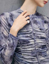 Watercolor Print Long Sleeve Fitted Dress