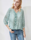 V-Neck Floral Chiffon Top
