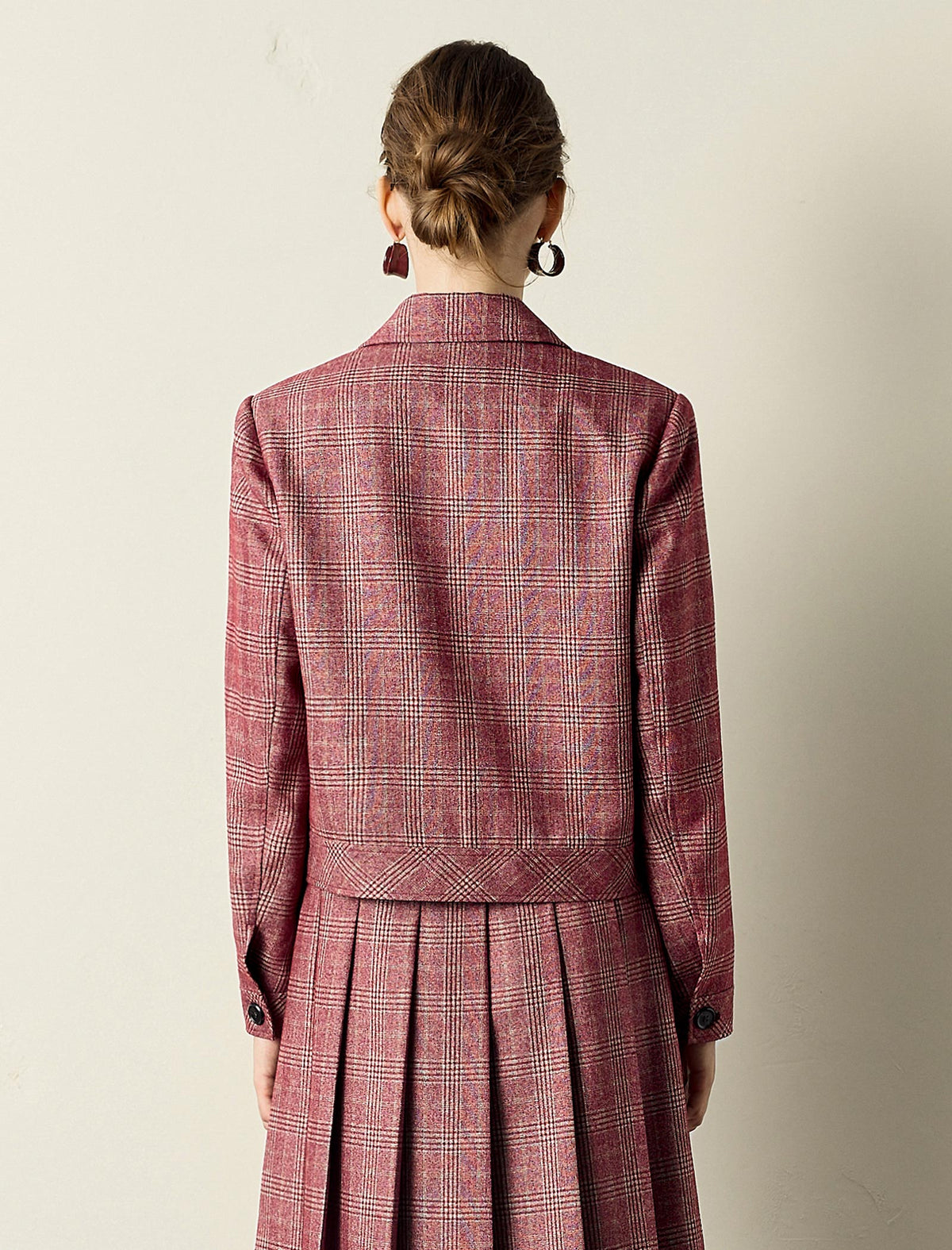 Red Plaid Loose Short Jacket