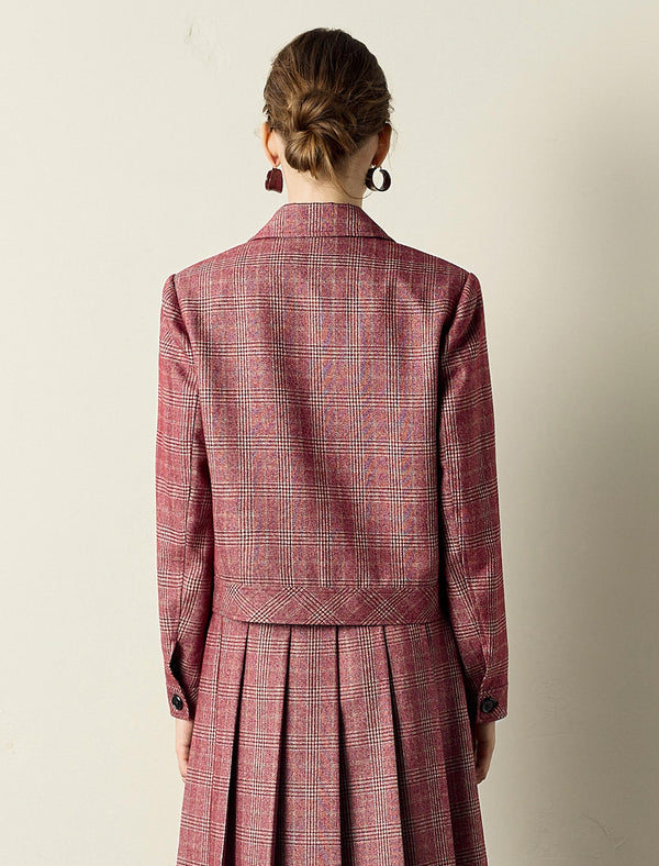 Red Plaid Loose Short Jacket