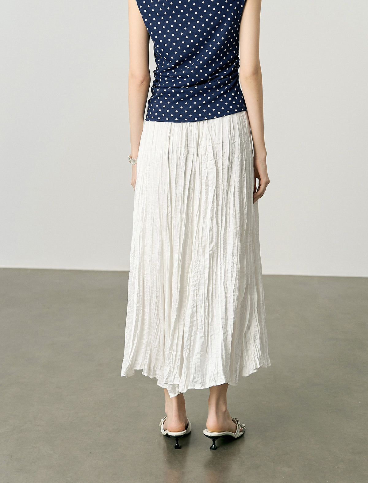Flowy Textured Pleated Midi Skirt