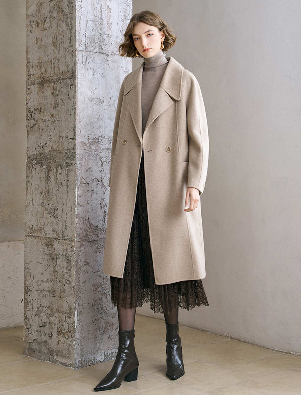 100% Wool Double-Breasted Maxi Coat