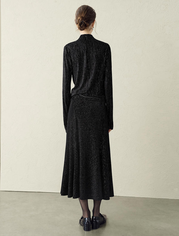 Shimmery Striped Midi Mermaid Skirt