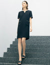 Black Trim Detail Short Sleeve Shift Mini Dress