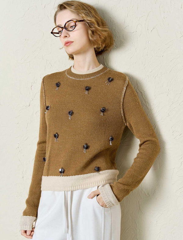 100% Wool Embellished Sweater