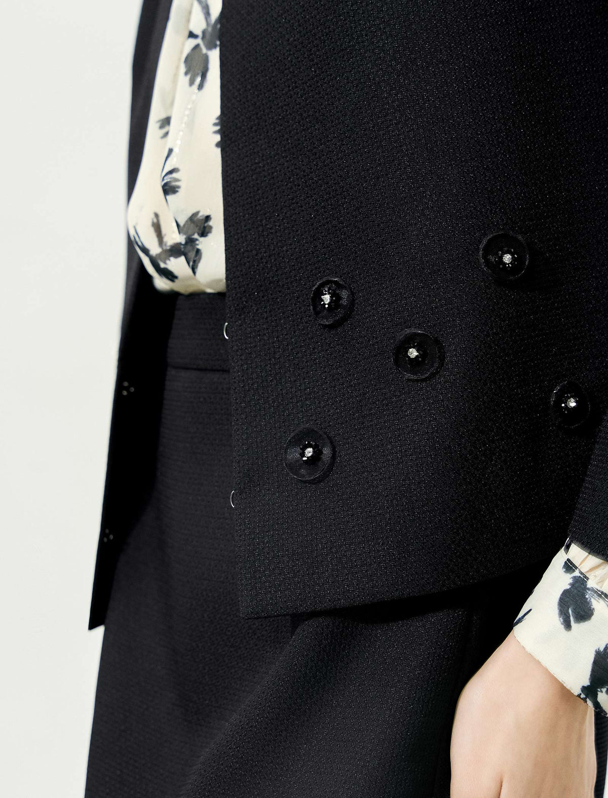 Beaded Tulle Flower Cropped Blazer