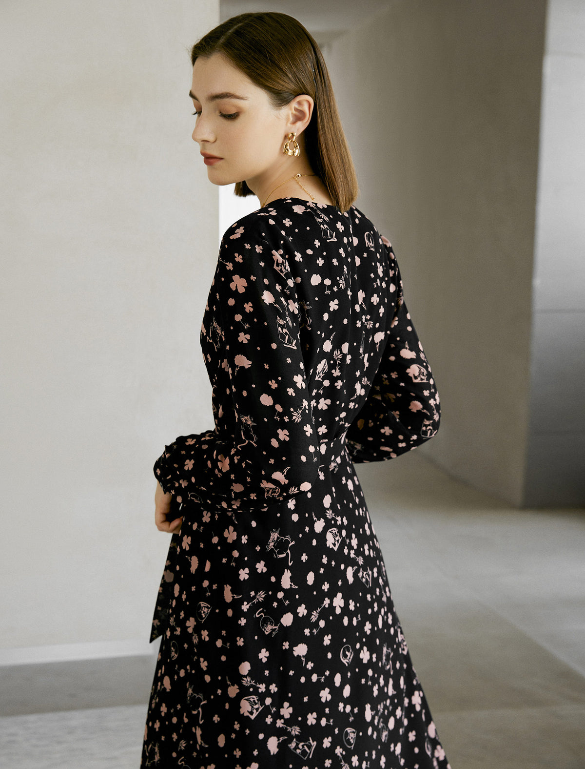 Floral Wrap Midi Dress