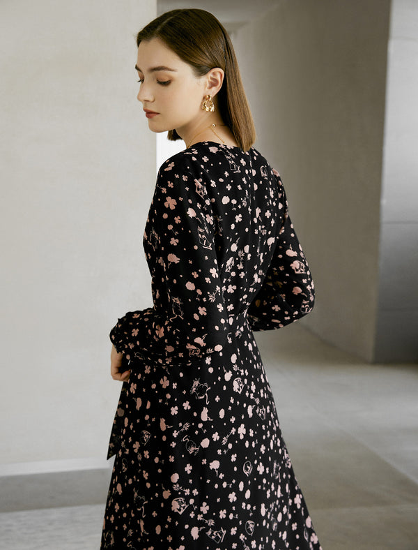 Floral Wrap Midi Dress