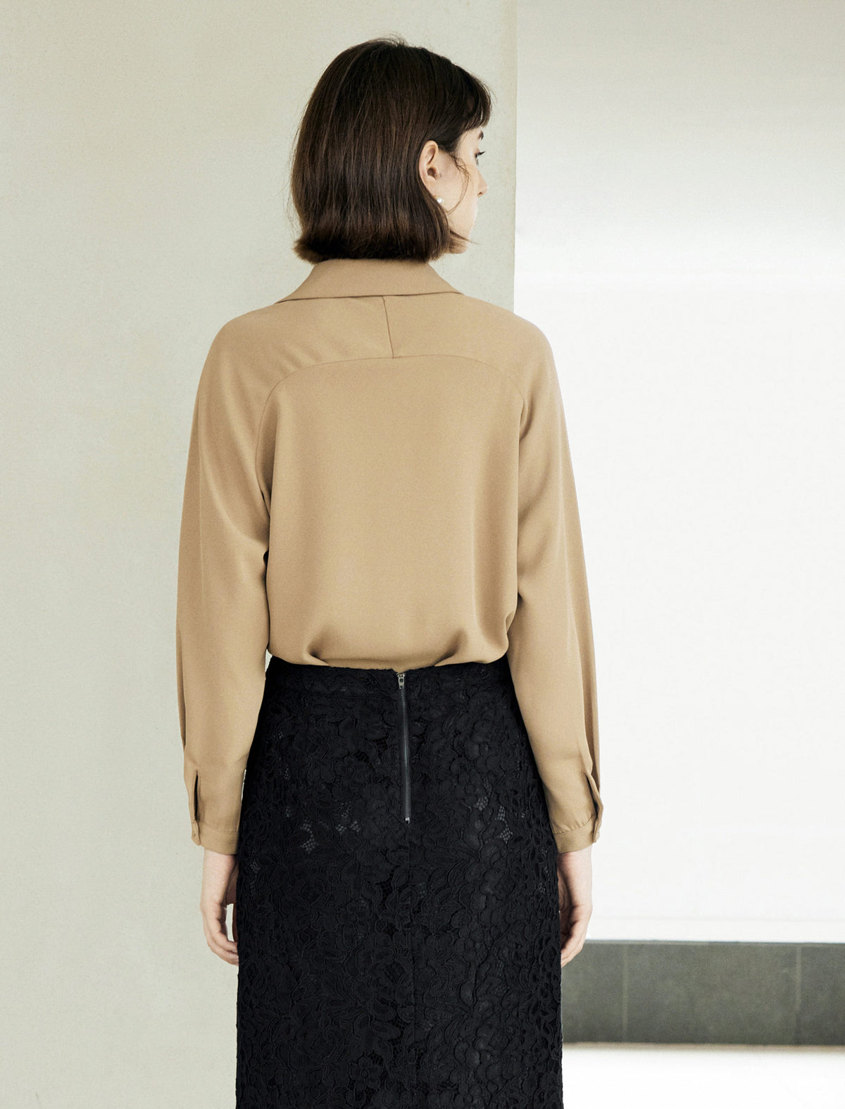 Blue Loose Lapel Long-Sleeve Shirt