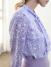 Lavender Patterned Ruffle Blouse