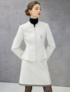 Wool Blend Braided-Trim High-Waist Straight Skirt