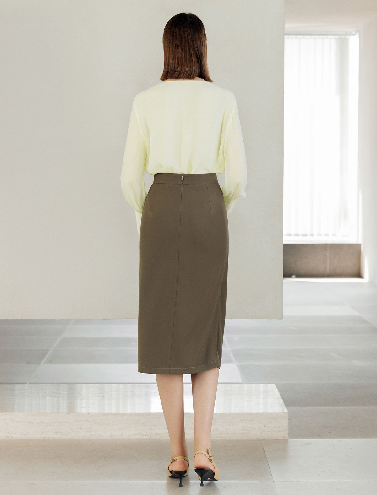 Asymmetrical Professional Midi Pencil Skirt