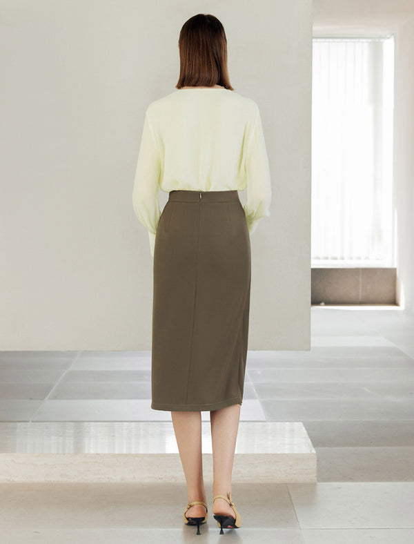 Asymmetrical Professional Midi Pencil Skirt