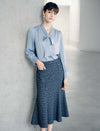 High Waist Textured Midi Mermaid Skirt