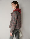 Plaid Button-Front Pocket Cropped Jacket