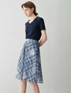 Plaid Lace A-Line Skirt