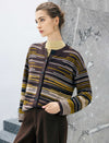 Wool Blend Striped Drop-Shoulder Button Cardigan