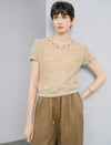 Beaded Open-Knit Short Sleeve Knit Top