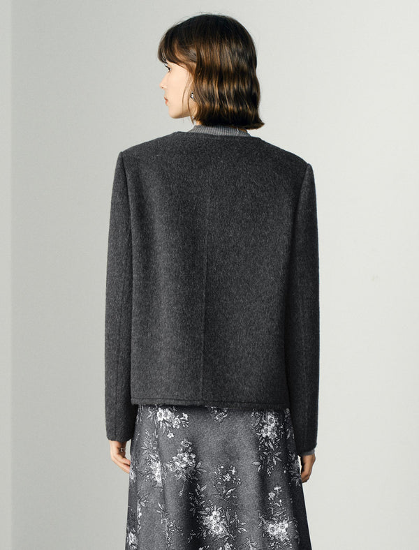 Wool Round Neck Vintage Short Coat