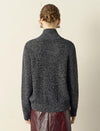Contrast Trim Half-Zip Mock Neck Sweater