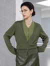 Two in one layered look V neck long-sleeve cardigan