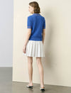 Bright Blue Cable Knit Short Sleeve Polo Top