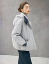 Detachable-Hood Stand-Collar Zip-Front Cropped Puffer Jacket
