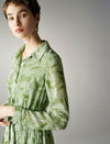 Print Pleated Shirt Dress