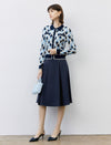 Vintage Pleated A‑Line Midi Skirt