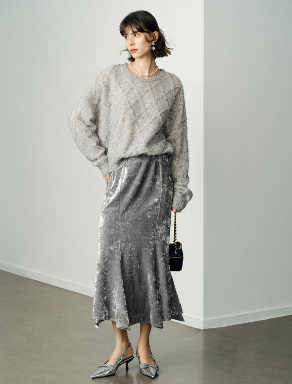 Velvet Mermaid Midi Skirt