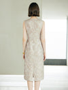Elegant Jacquard Waist-Defining New Chinese-Style Midi Dress