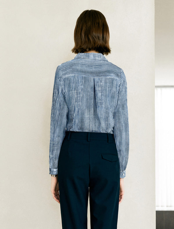 Striped Pocket Detail Long Sleeve Shirt