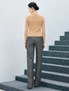 Wool Blend Herringbone Pocket Straight-Fit Straight-Leg Pants