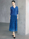 Abstract Print Pleated A-Line Midi Skirt
