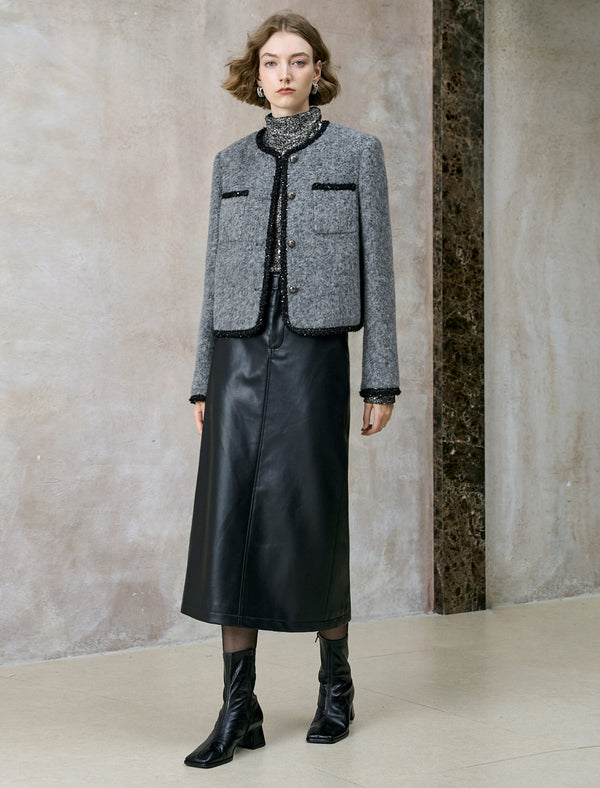 All-Over Sequin Turtleneck Long-Sleeve Top